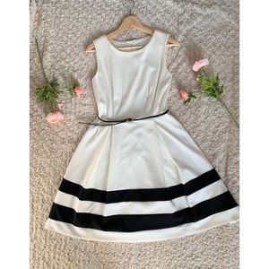 Calvin Klein Fit-and-Flare Dress w Belted Waist